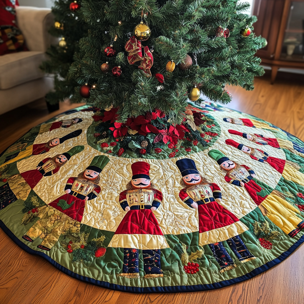 Santa Sleigh Ride Christmas Tree Skirt Perfect Quilted Tree Skirt for a Magical Christmas