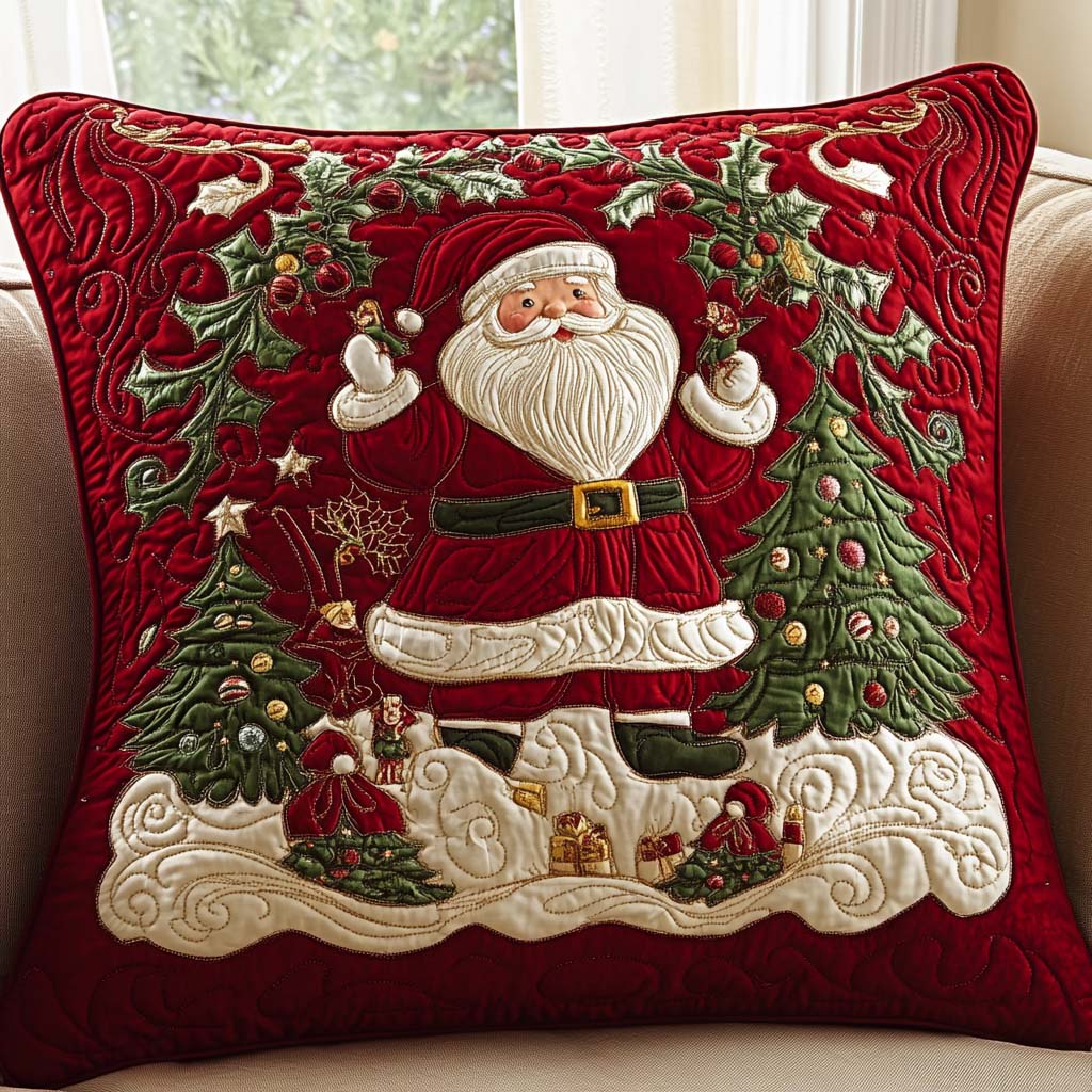Santa Sleigh Ride Quilted Pillow Case Christmas Home Decor Santa Claus Lover Xmas Gifts