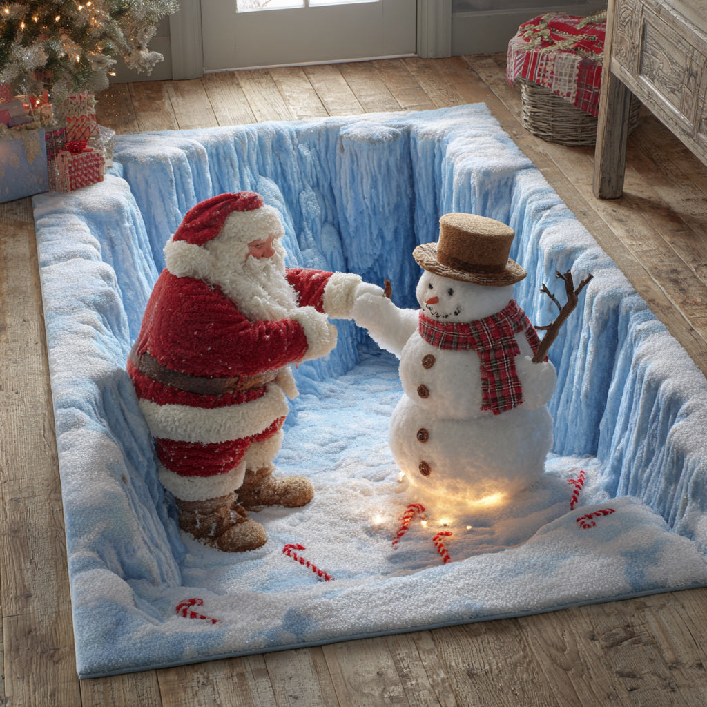 Santa Snowman Area Rug Dining Table Accessories Christmas Gifts For Gf