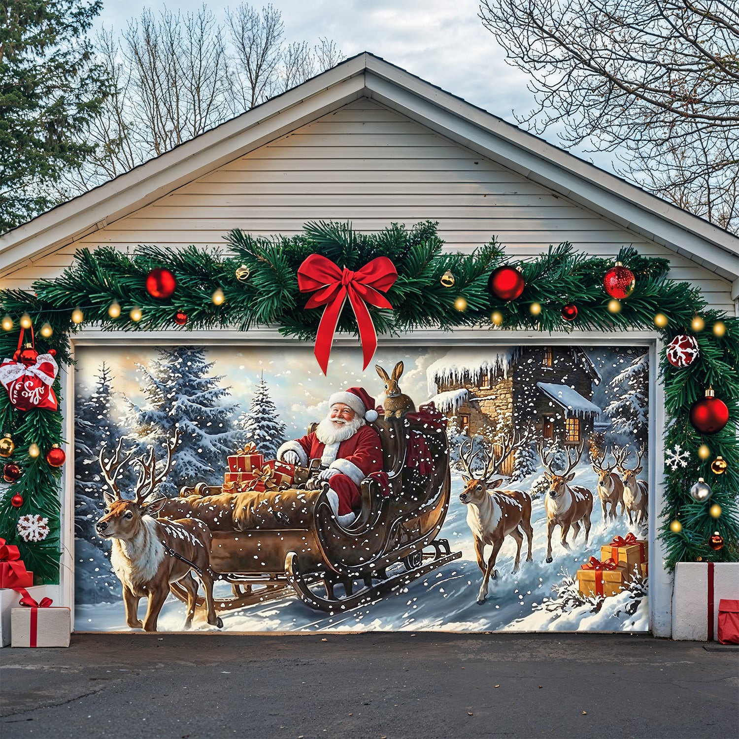 Santa Spirit Christmas Garage Door Banner Home Decor Christmas Gifts For Santa Claus Lovers