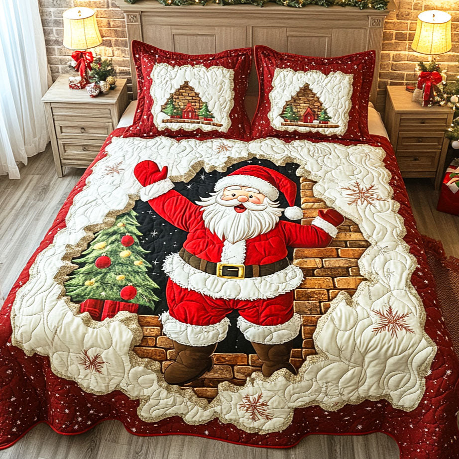 Santa Spirit Quilted Bedding Set Holiday Duvet Cover Set Christmas Gifts For Men 2025