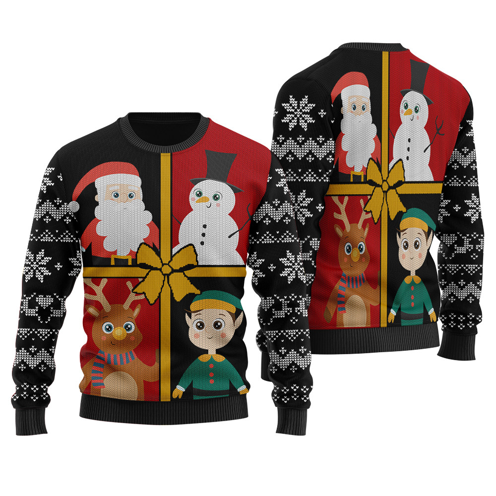 Santa Squad Ugly Christmas Sweater Black Festive Sweatshirt for Christmas Celebrations