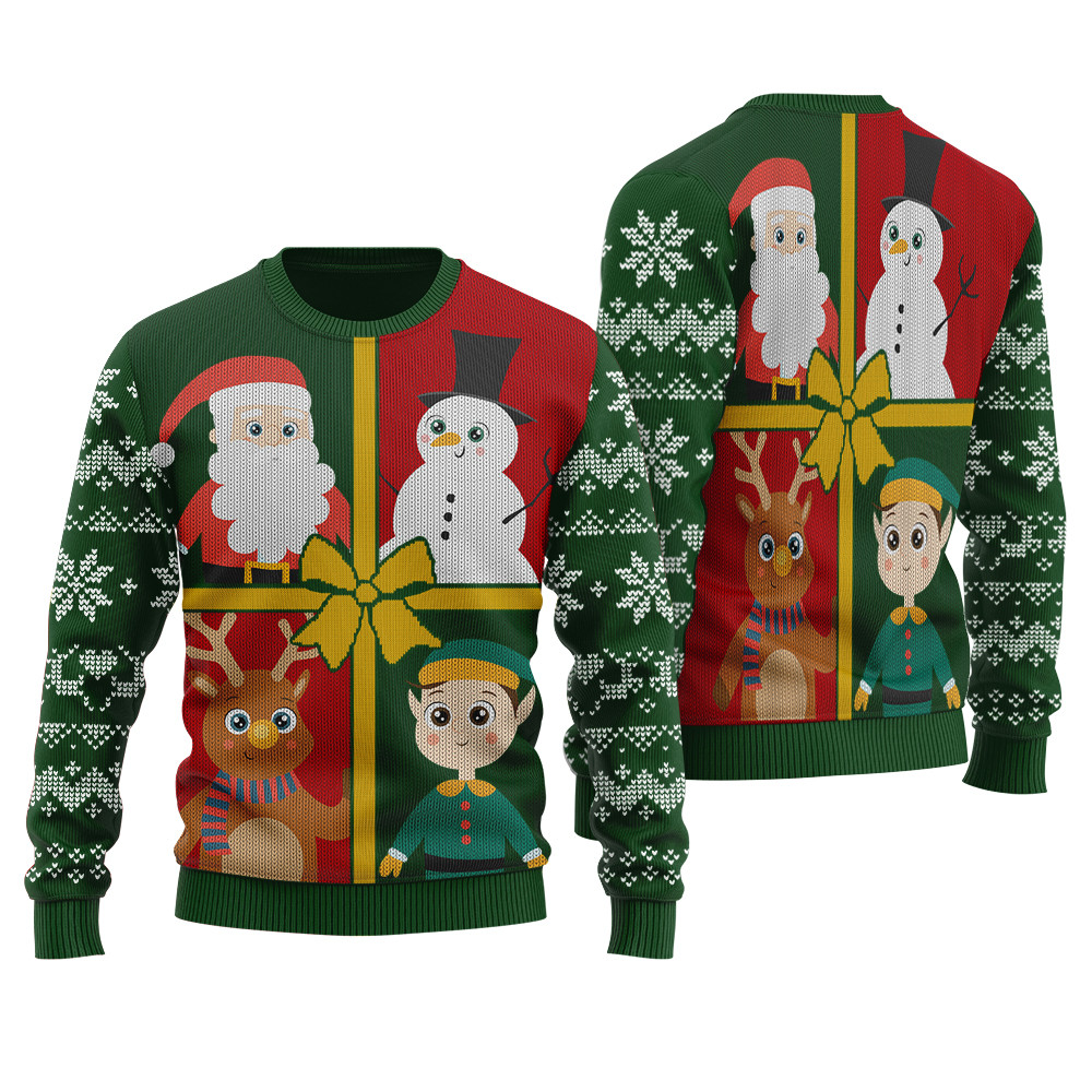 Santa Squad Ugly Christmas Sweater Forest Green Unique Holiday Merch Gift for Home and Family