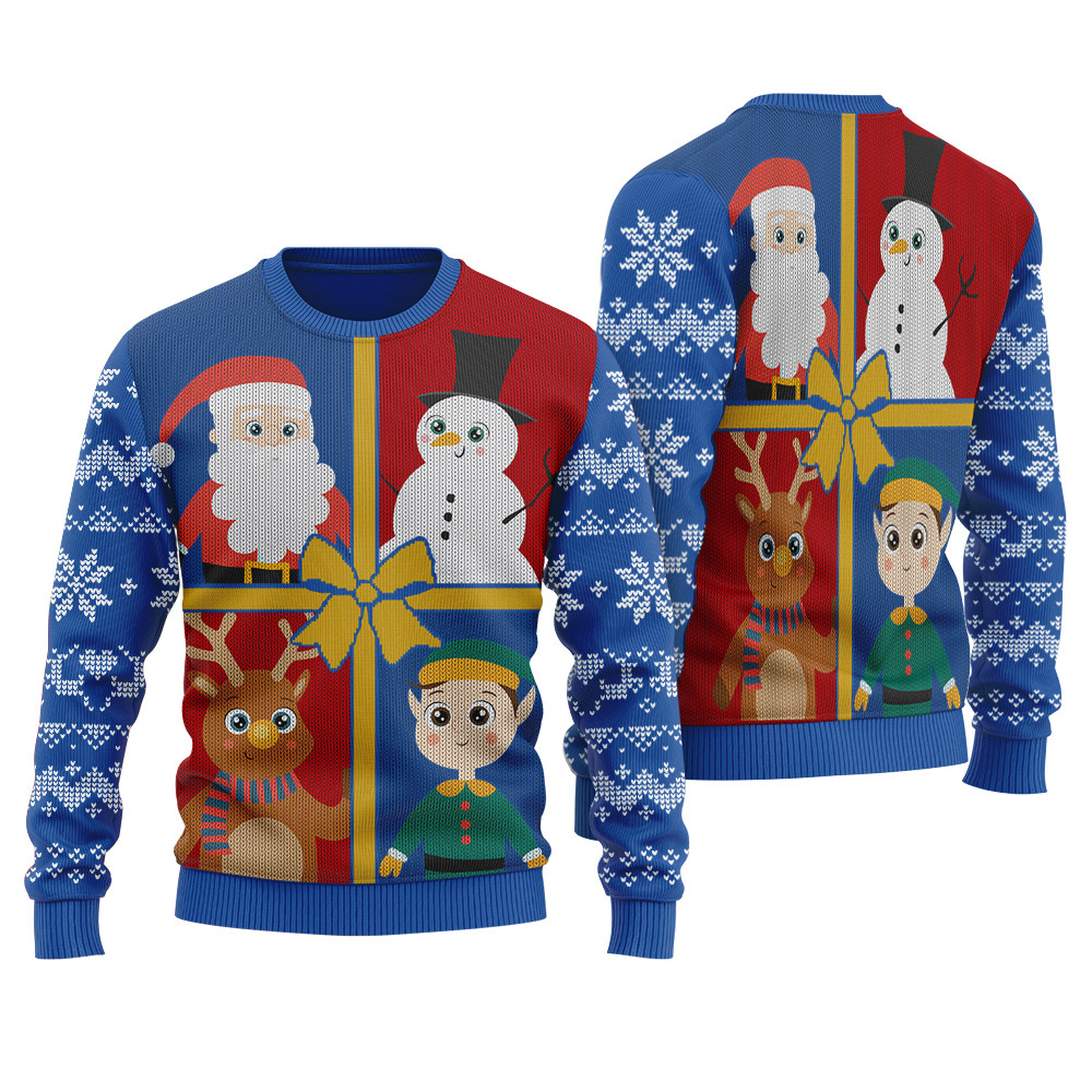 Santa Squad Ugly Christmas Sweater Royal Trendy Winter Sweatshirt for Cozy Moments