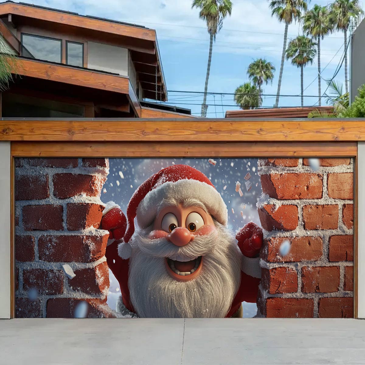 Santa Surprise Christmas Garage Door Banner Christmas Garage Door Coverings Xmas Gift Ideas