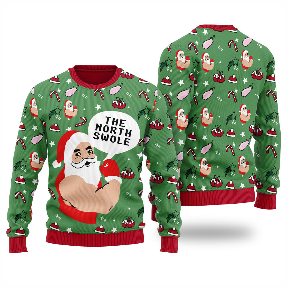Santa Swoleman Ugly Christmas Sweater Soft Cotton Sweatshirt for Winter Comfort