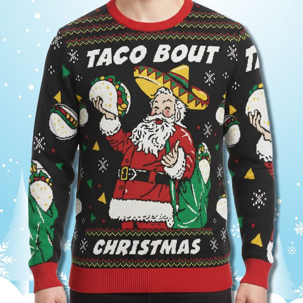 Santa Taco Bout Christmas Ugly Sweater Funny Xmas Clothing Gifts For Father