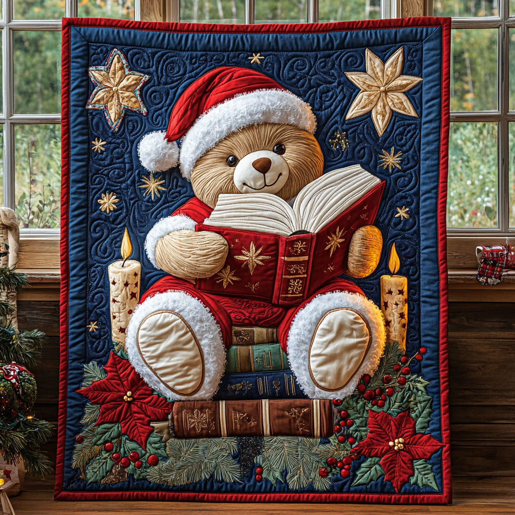 Santa Teddy Quilted Blanket Throw Blankets For Couch Christmas Gifts For Husband