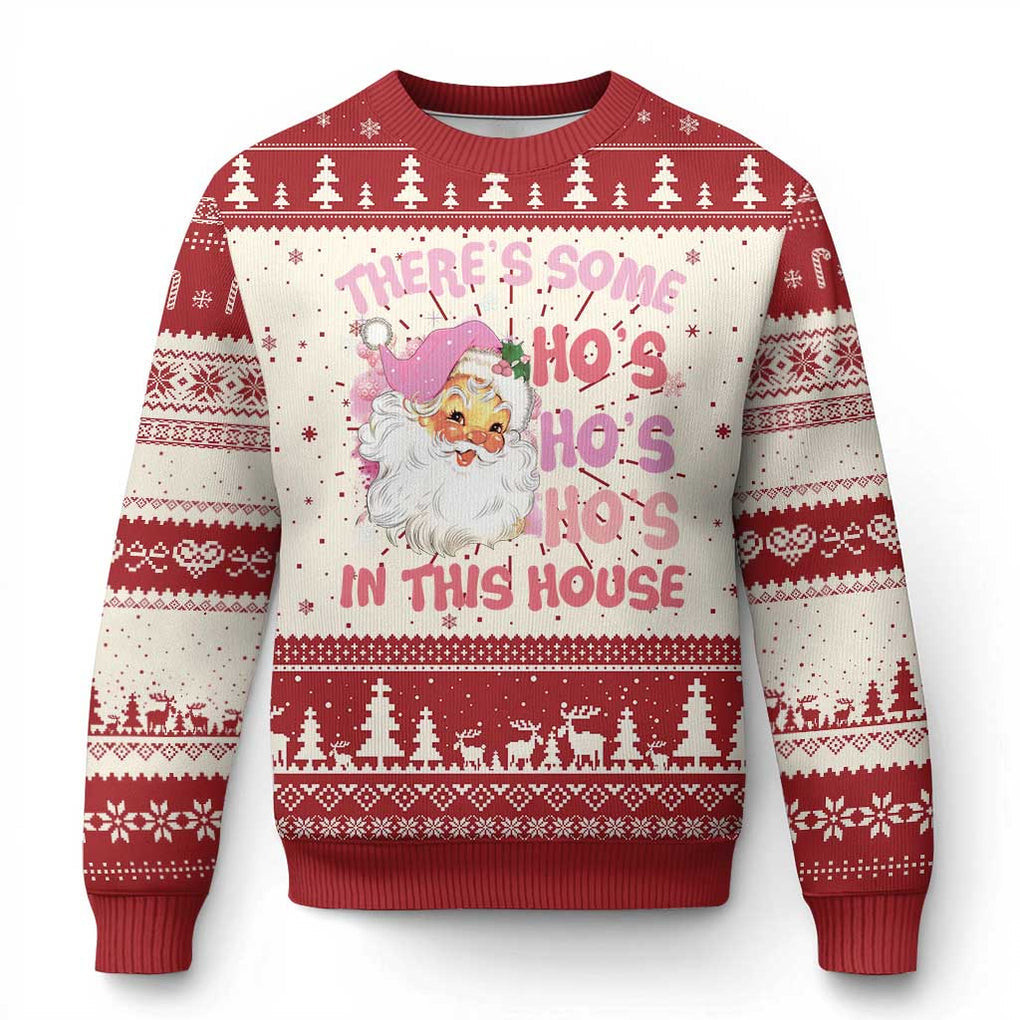 Santa There's Some Hos In This House Ugly Christmas Sweater Cute Gifts For Santa Lovers