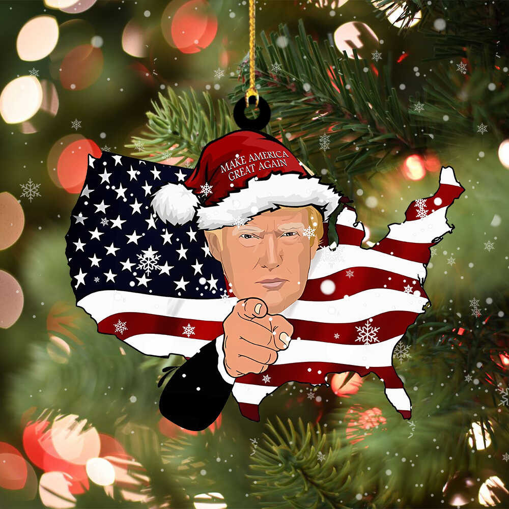 Santa Trump 2024 American Map Ornament Make America Great Again