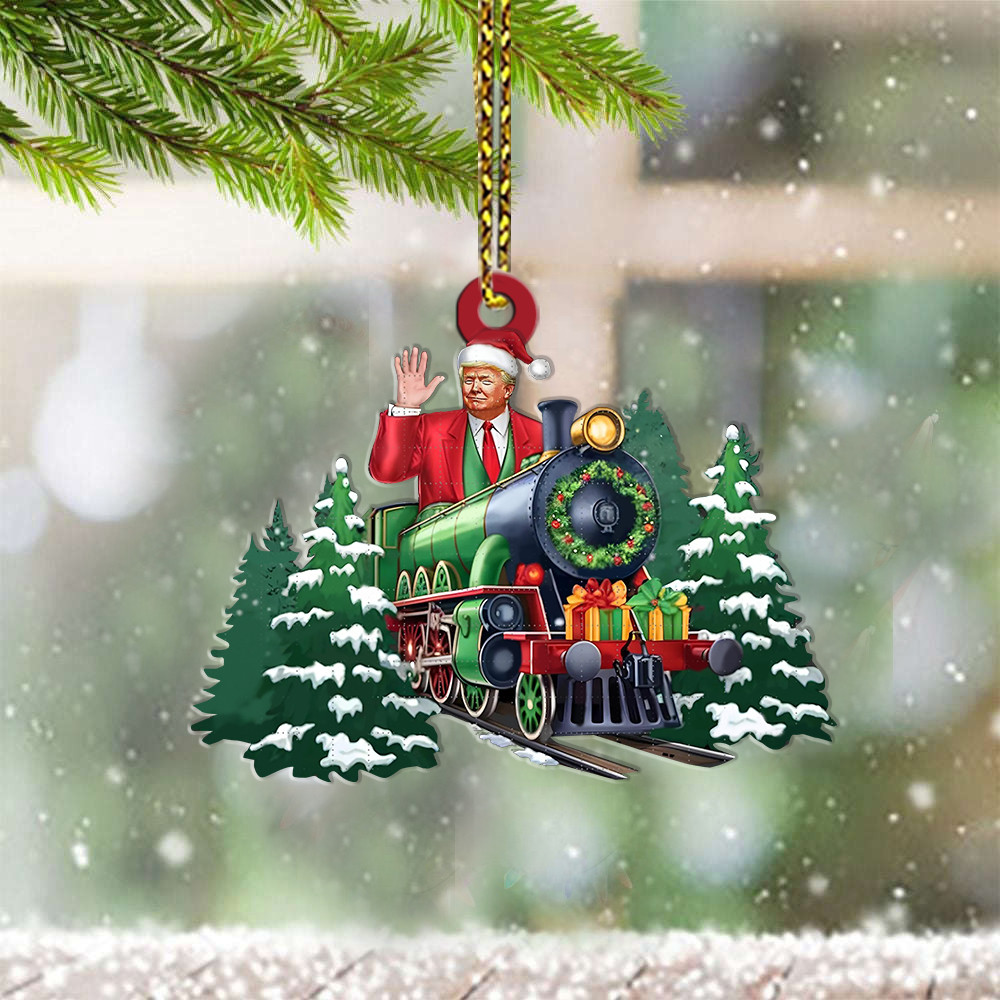 Santa Trump Train Trip Coming To Town Christmas Ornament Trump Won 45-47 Christmas Ornament
