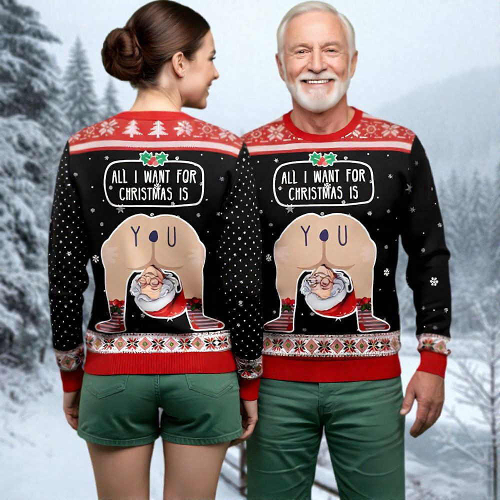 Santa Ugly Christmas Sweater All I Want For Christmas Is You Xmas Wear Funny Secret Santa Gifts