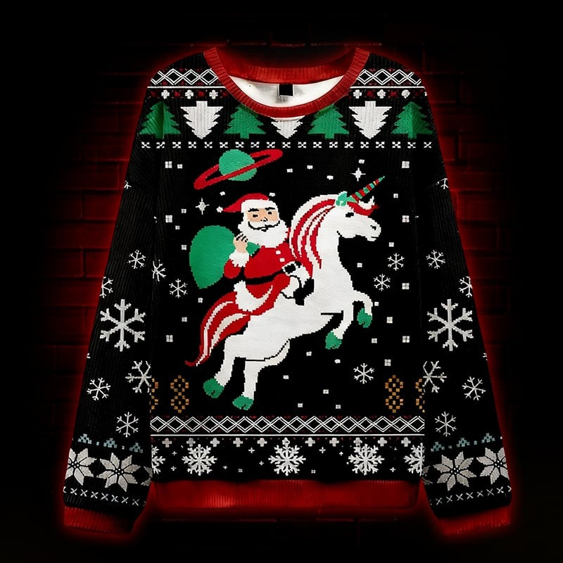 Santa Unicorn Ugly Christmas Sweater Funny Xmas Holiday Apparel Gifts For Her