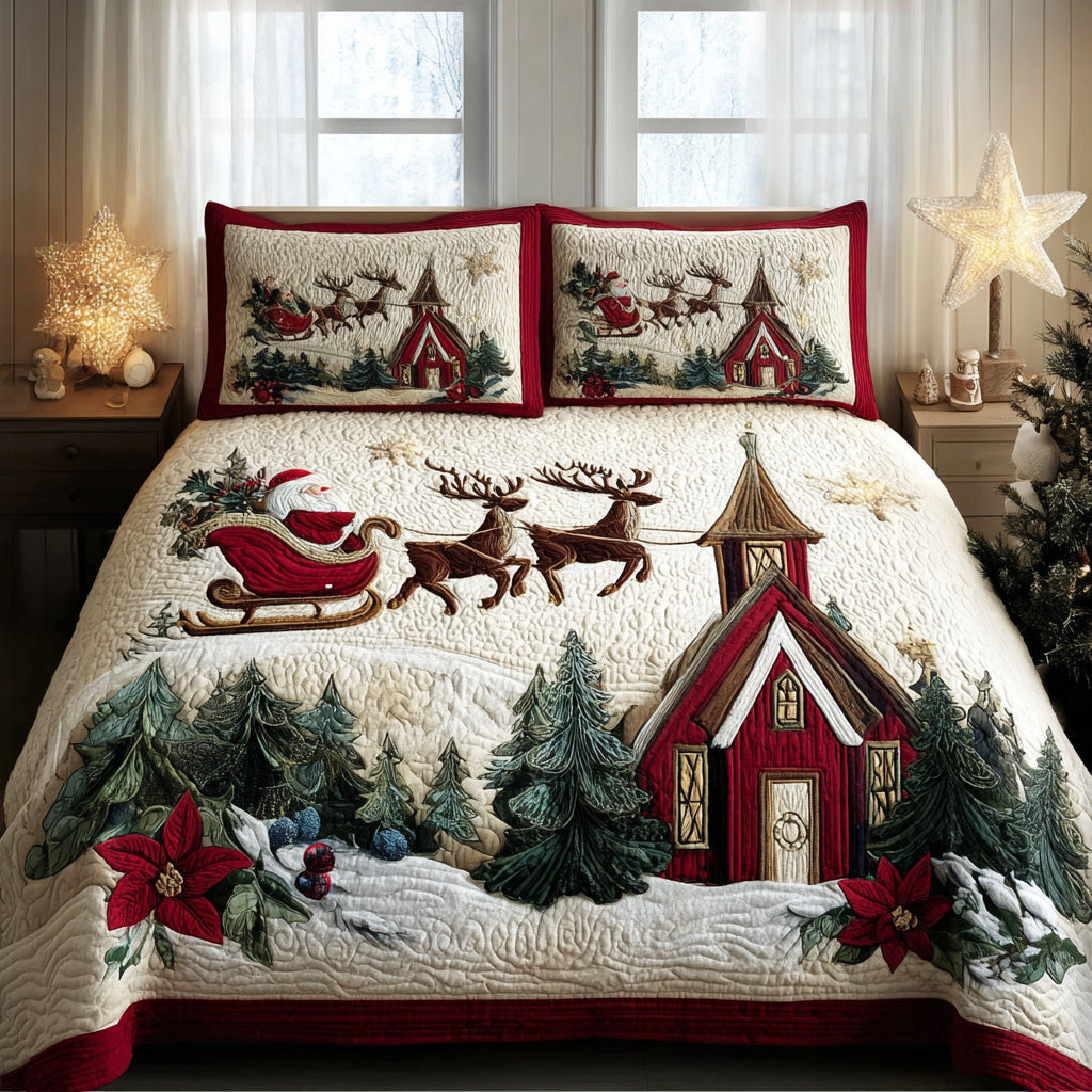 Santa Voyage Quilted Bedding Set Xmas Duvet Sets Family Gift Ideas For Xmas