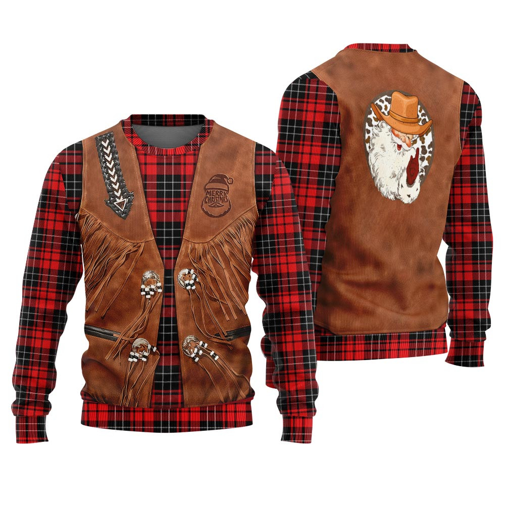 Santa Western Cowboy Christmas Sweater Trendy Winter Sweatshirt for Cozy Moments