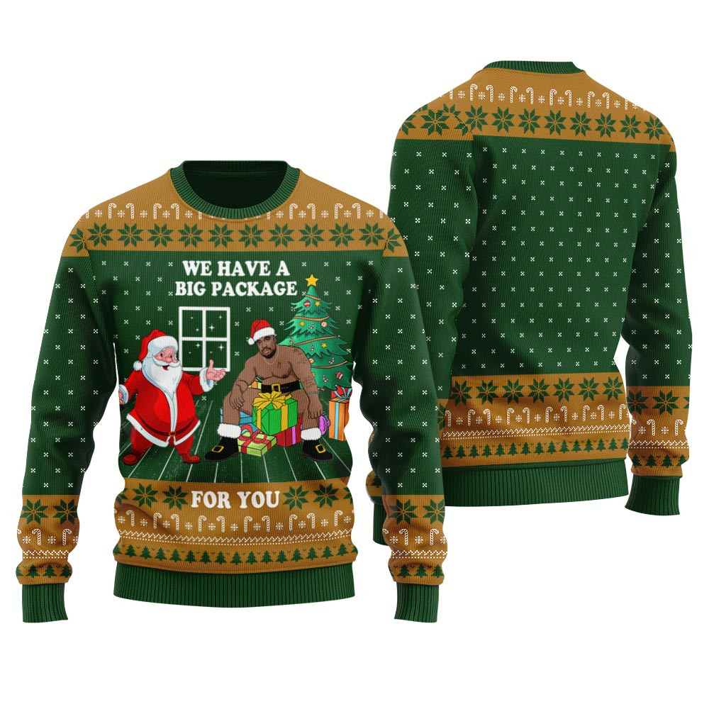 Santa With Bigfoot Ugly Christmas Sweater For Men Trendy Winter Sweatshirt for Cozy Moments