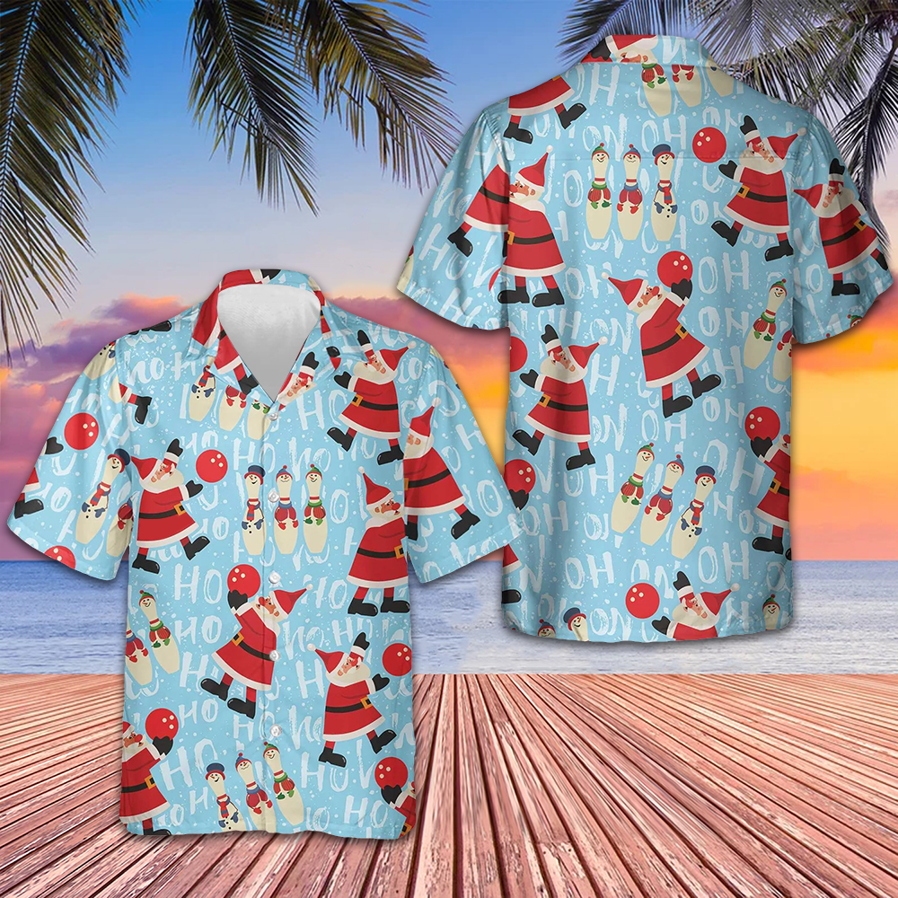 Santa With Bowling Ball Hawaiian Shirt Cool Christmas Shirts Gifts For Brother
