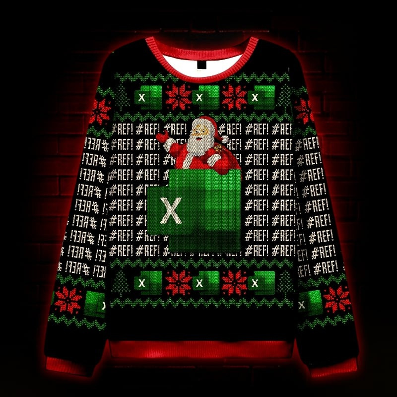 Santa With Excel Ugly Christmas Sweater Xmas Holiday Apparel Gifts For Her