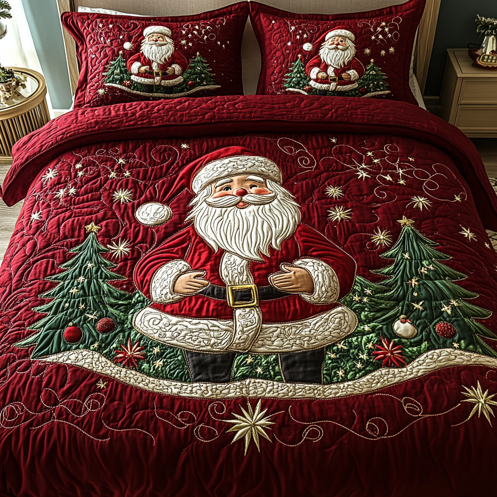 Santa Wonder Quilted Bedding Set Holiday Duvet Sets Christmas Gift Ideas For Wife
