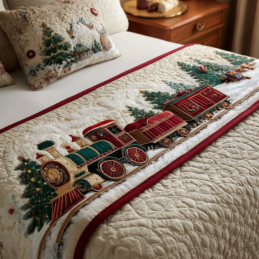 Santa Wonderland Quilted Bed Runner Christmas Bedding Ideas Best Holiday Gifts 2025
