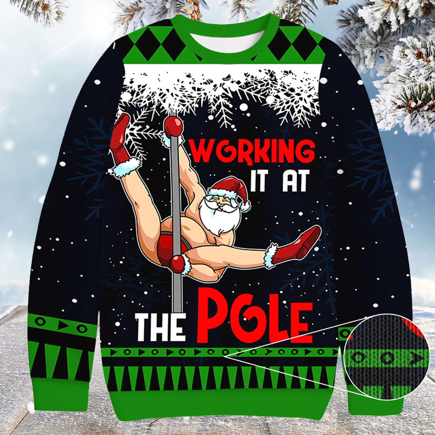 Santa Working It At The Pole Christmas Ugly Sweater Xmas Present For Brother