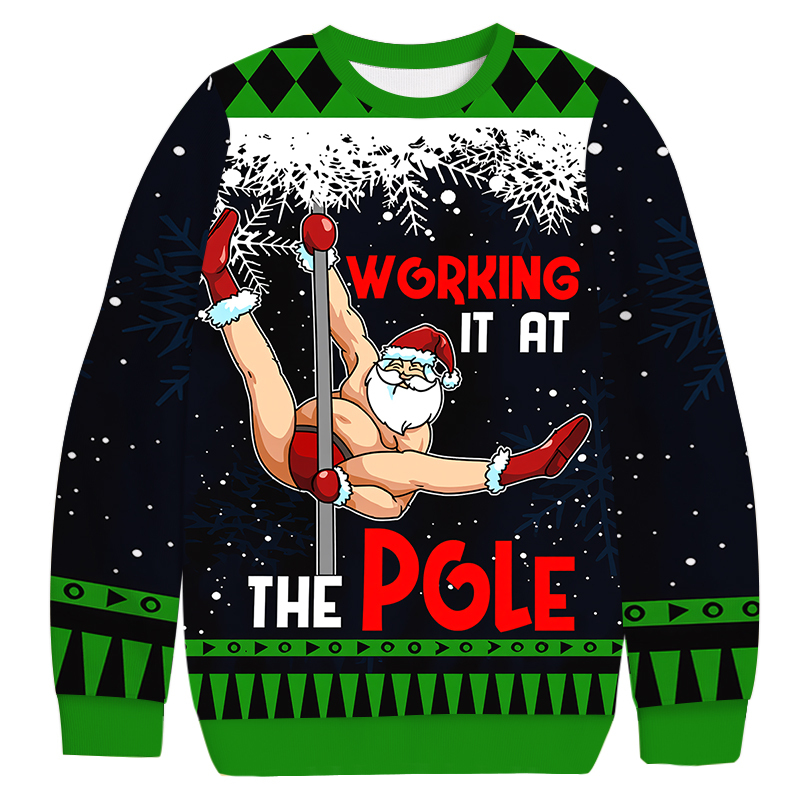 Santa Working It At The Pole Christmas Ugly Sweatshirt Funny Christmas Holiday Sweater Gift Ideas Santa Working It At The Pole Christmas Ugly Sweatshirt Funny Christmas Holiday Sweater Gift Ideas