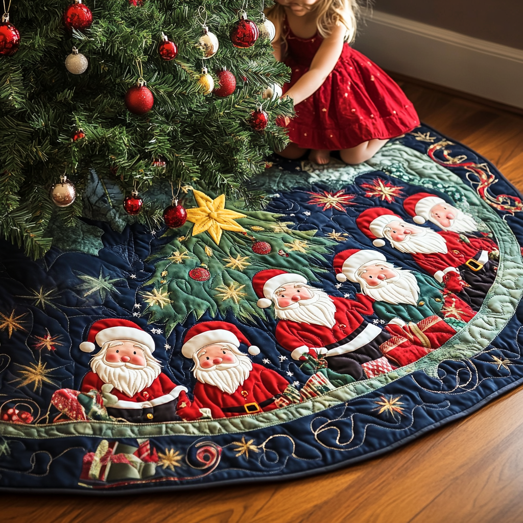 Santa Workshop Quilted Christmas Tree Skirt Holiday Decorations Awesome Christmas Gifts 2025