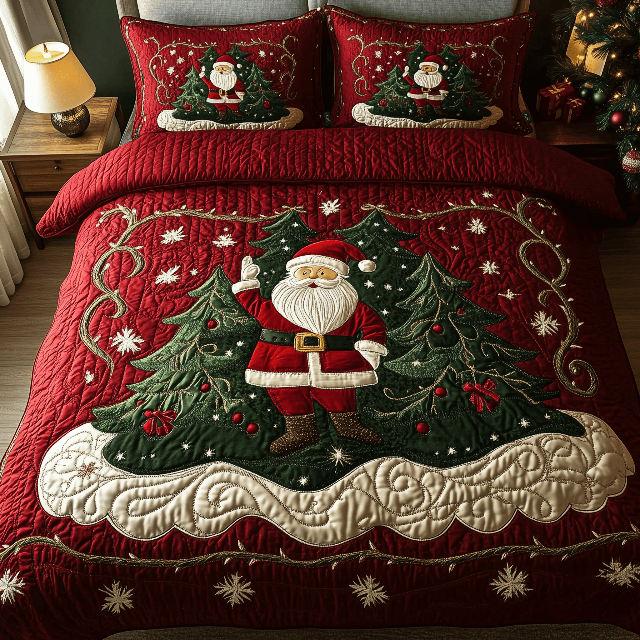 Santa Workshop Wonder Quilted Bedding Set Secret Santa Xmas Gift Ideas