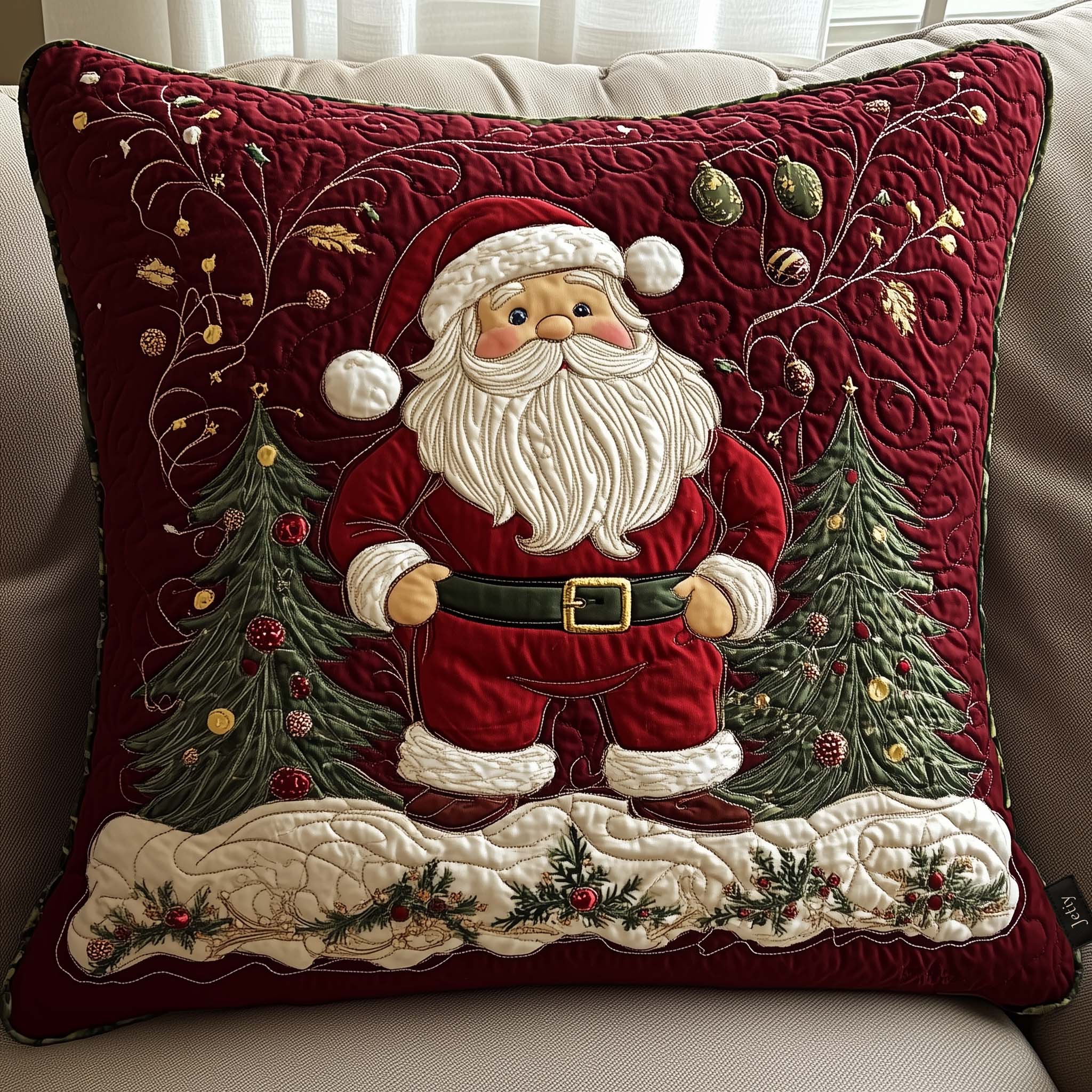 Santa Workshop Wonder Quilted Pillow Case Winter Home Decor Christmas Gifts For Him