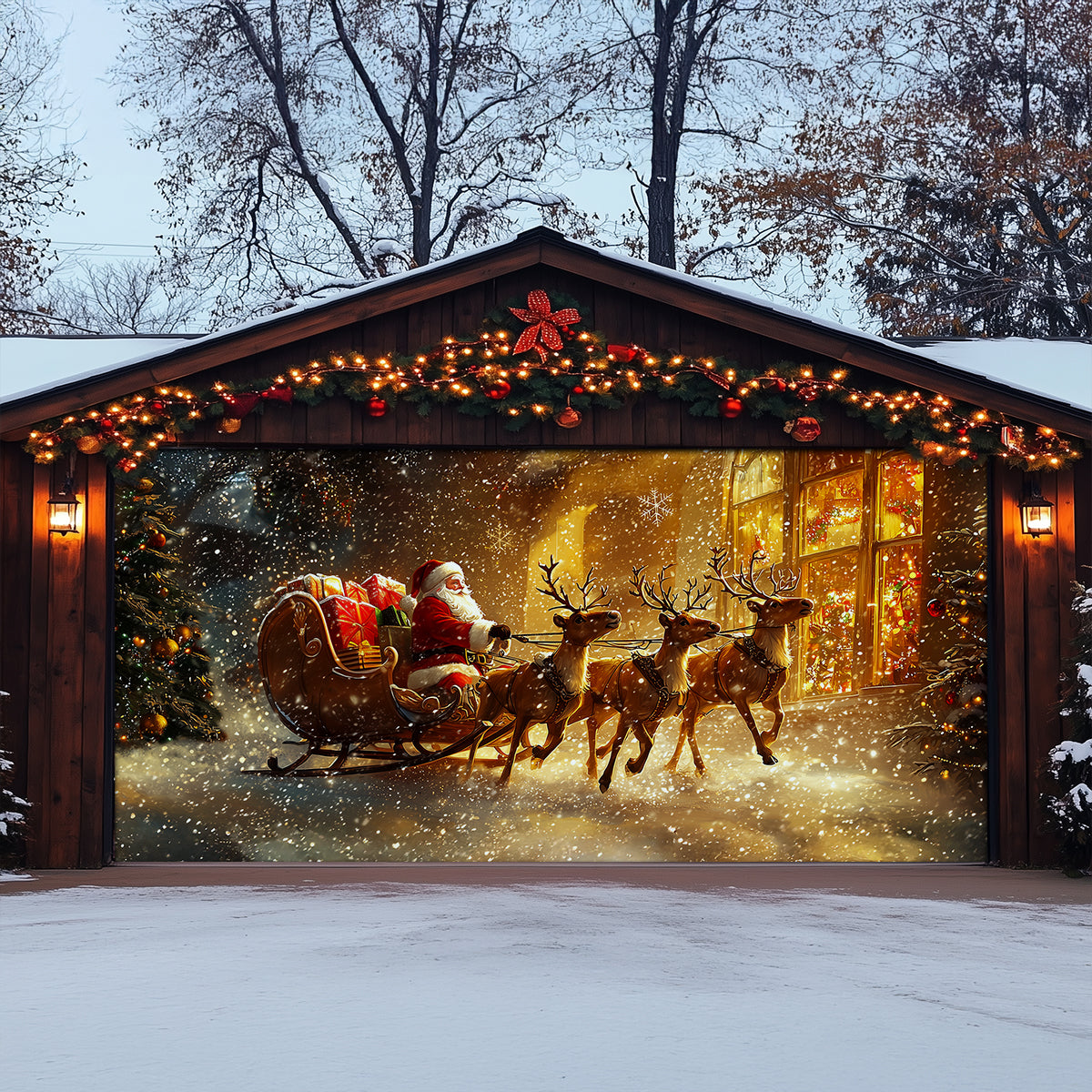 Santa's Coming To Town Christmas Garage Door Banner Outside Christmas Decorations Xmas Gifts