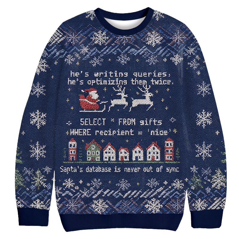 Santa's Database Never Out of Sync Funny Christmas Ugly Sweatshirt Christmas Gift For Family Santa's Database Never Out of Sync Funny Christmas Ugly Sweatshirt Christmas Gift For Family