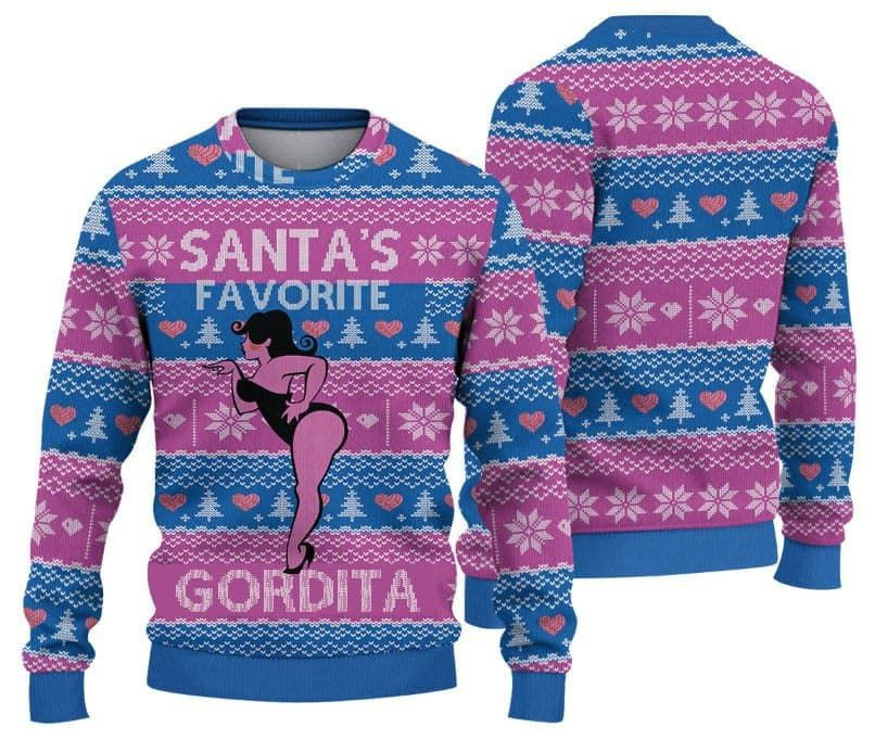 Santas Favorite Gordita Ugly Christmas Sweater Clothing Funny Xmas Sweater For Men Women