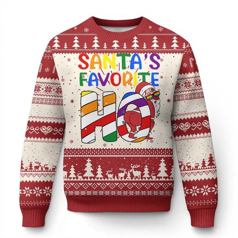 Santa's Favorite Ho Ugly Holiday Sweater Funny LGBT Clothing Gifts For LGBT Supporter