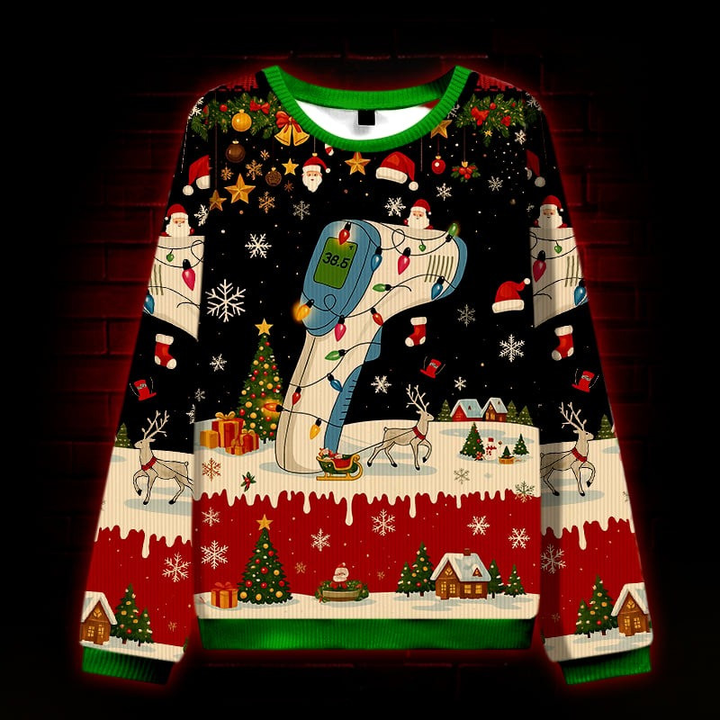 Santa's Favorite Thermometer Ugly Christmas Sweater Funny Xmas Clothing Gifts For Him