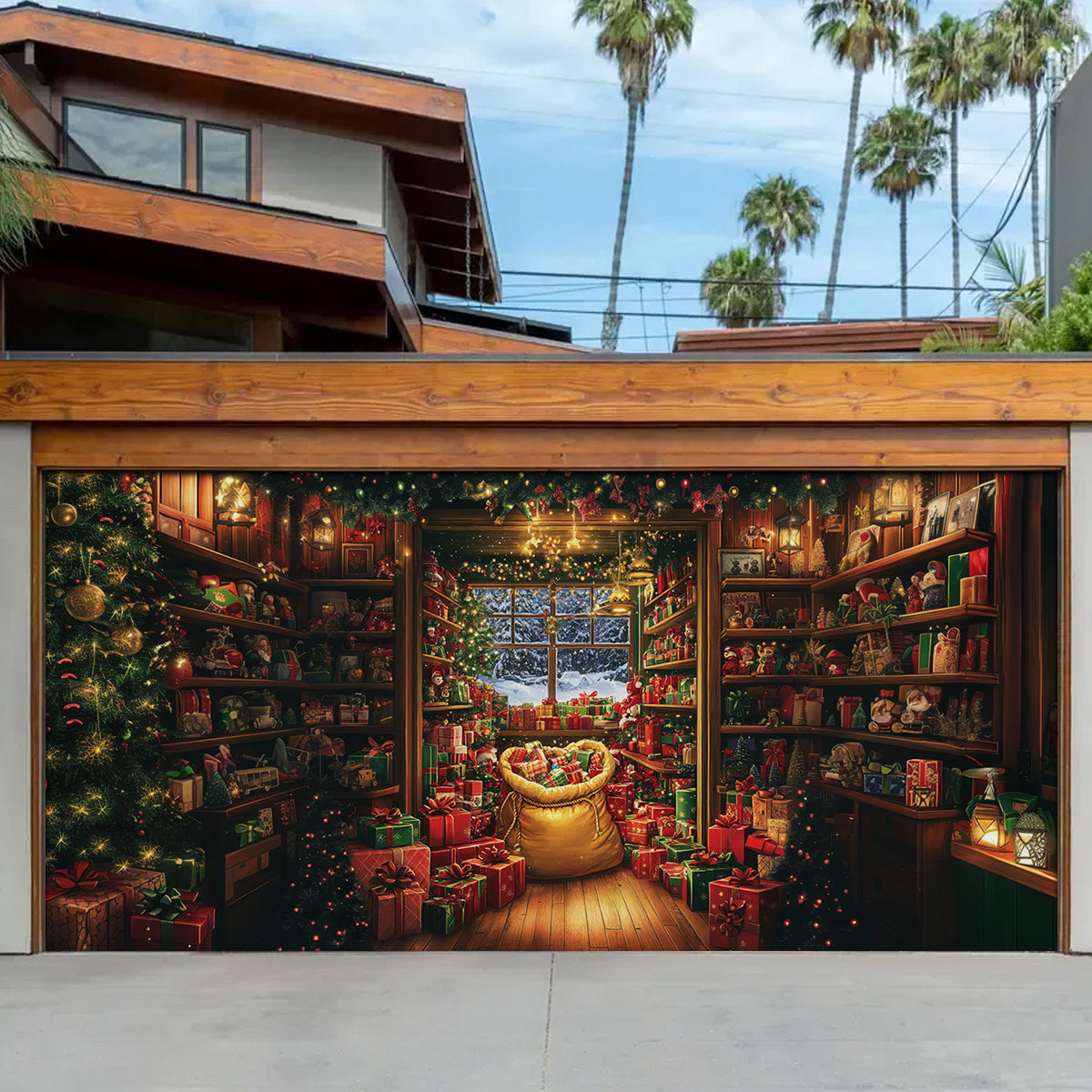 Santa's Gift Workshop Christmas Garage Door Banner Christmas Decor Secret Santa Gift Ideas