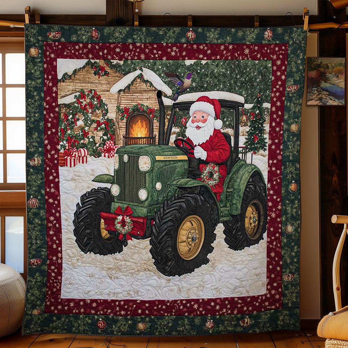 Santa's Green Ride King Size Blanket Best Birthday Gift For Wife