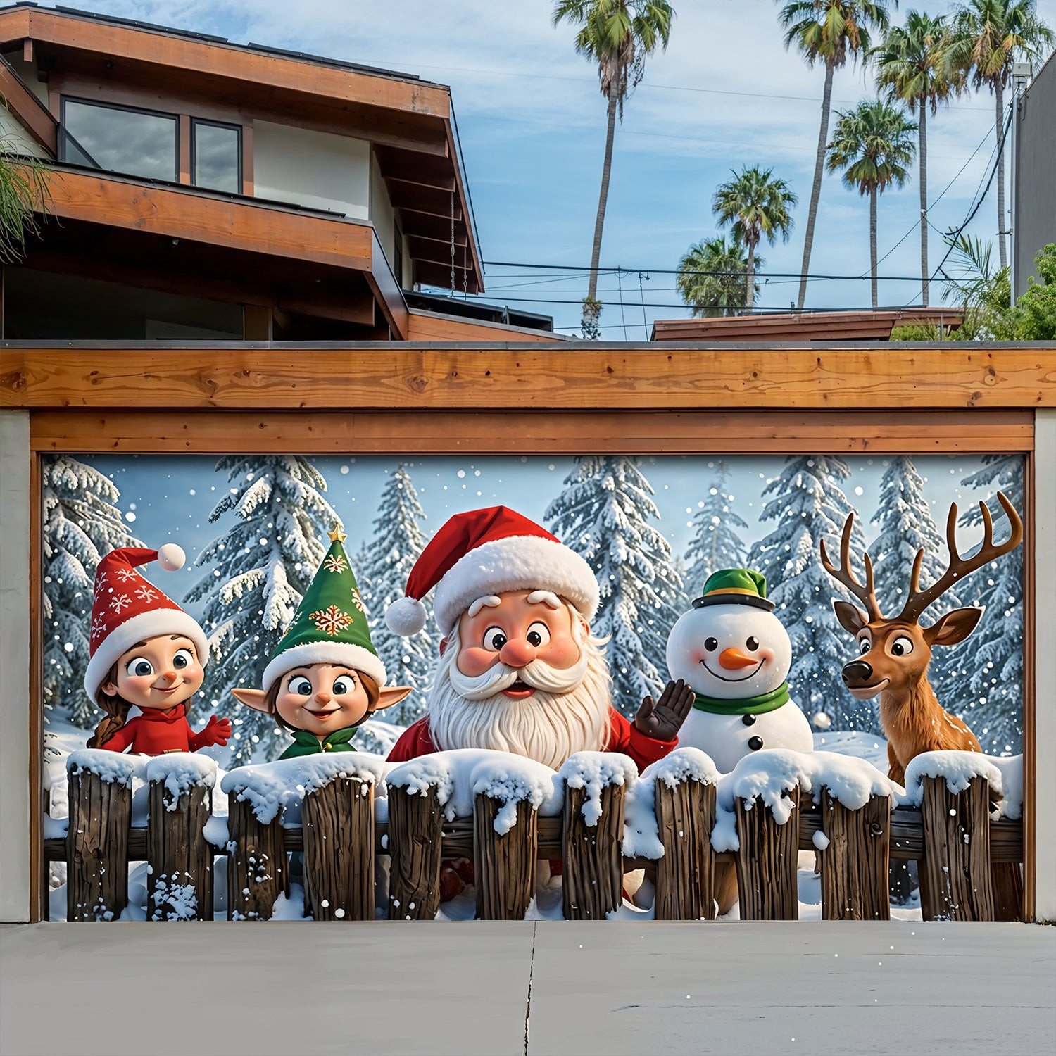 Santa's Jolly Crew Christmas Garage Door Banner Animal Themed Christmas Gifts For Father