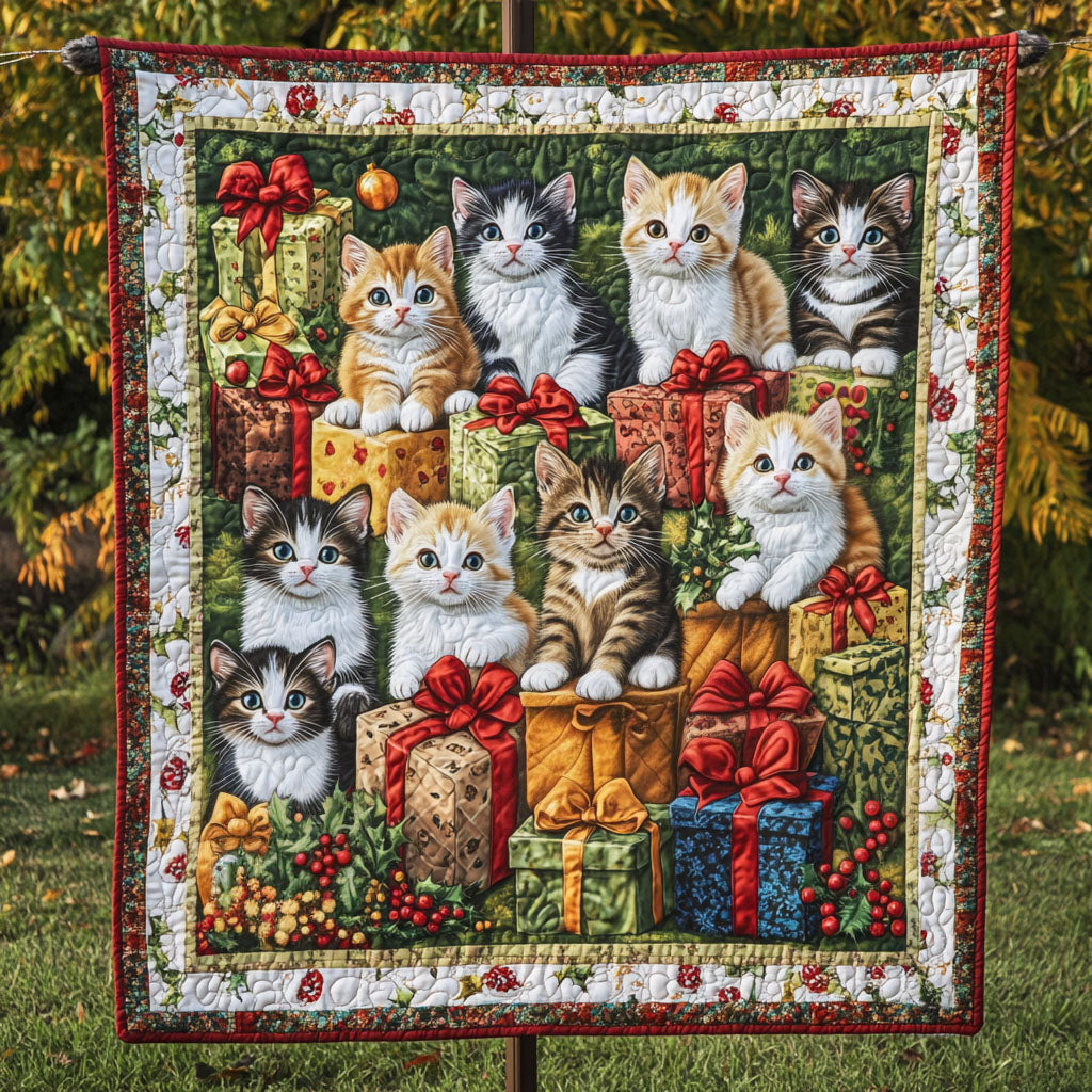 Santas Little Helpers Quilted Blanket Presents For Cat Lovers