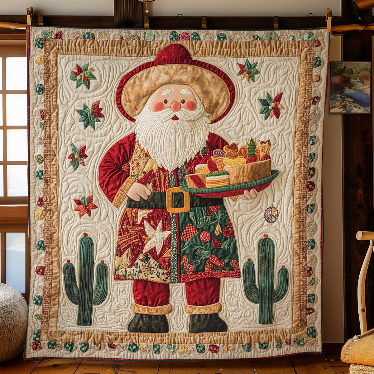 Santas Mexican Feast Quilt Lightweight Quilt Blanket for Year-Round Comfort