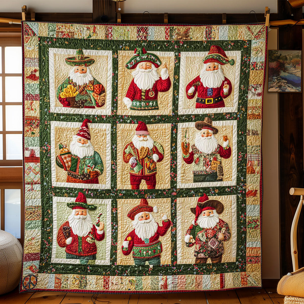 Santas Mexican Feast Quilt Perfect Housewarming Gift with Quilt Blanket