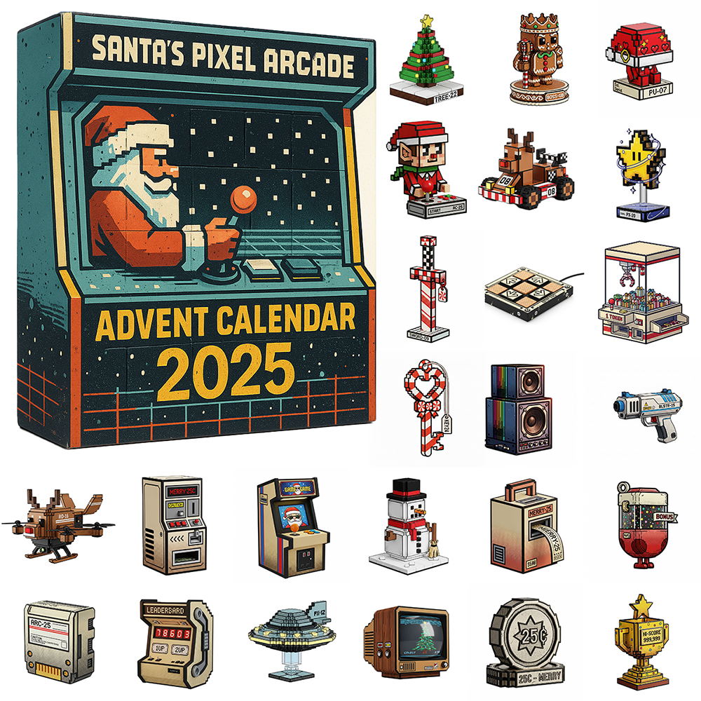 Santa's Pixel Arcade 2025 Advent Calendar Christmas Countdown Decorations Secret Santa Gifts