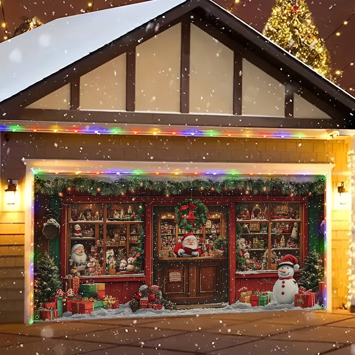 Santa's Shop Christmas Garage Door Banner Christmas Garage Door Coverings Best Xmas Gifts