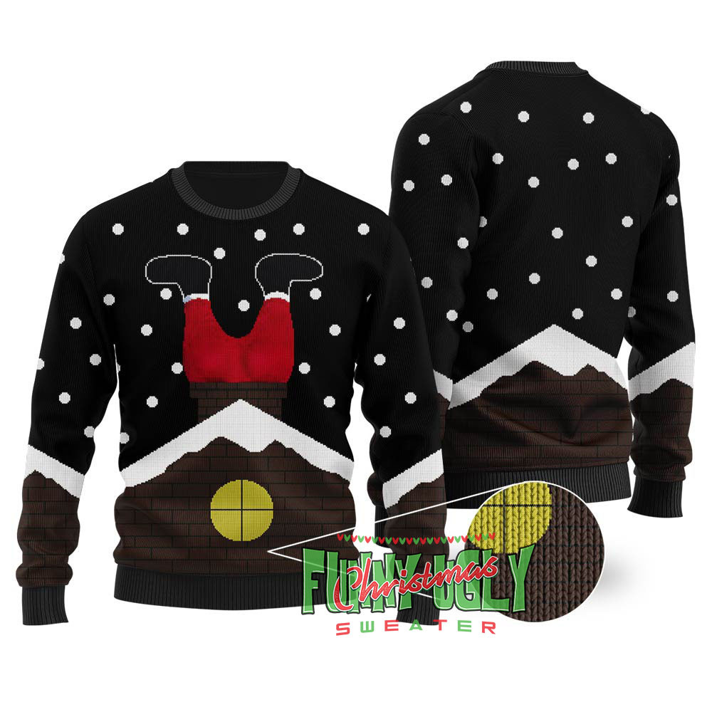 Santas Stuck Down The Chimney Tonight Christmas Sweater Black Holiday Gift Merch That Everyone Will Adore