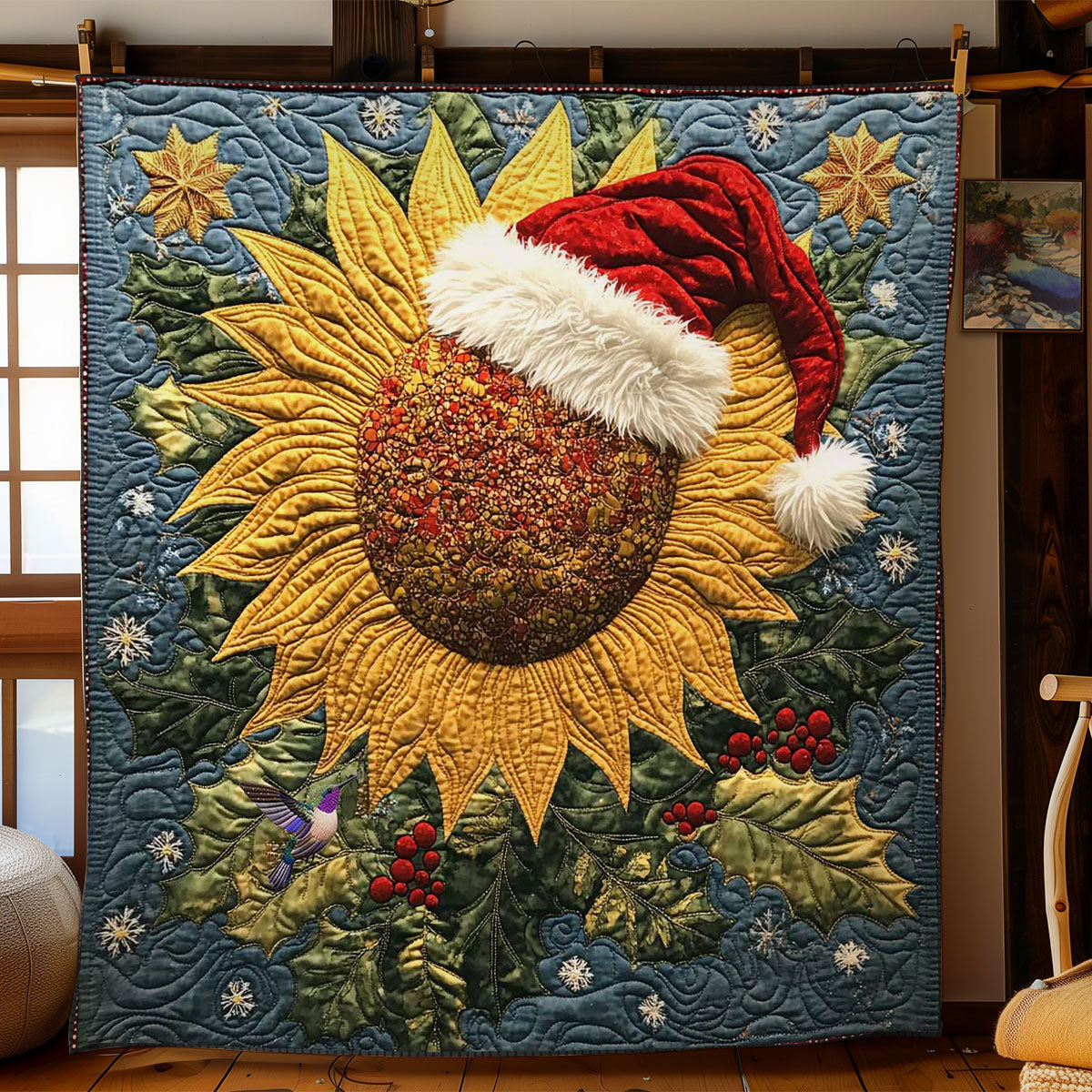 Santas Sunflower Charm Quilt Beautiful Quilt Blanket Gift for Home Decoration