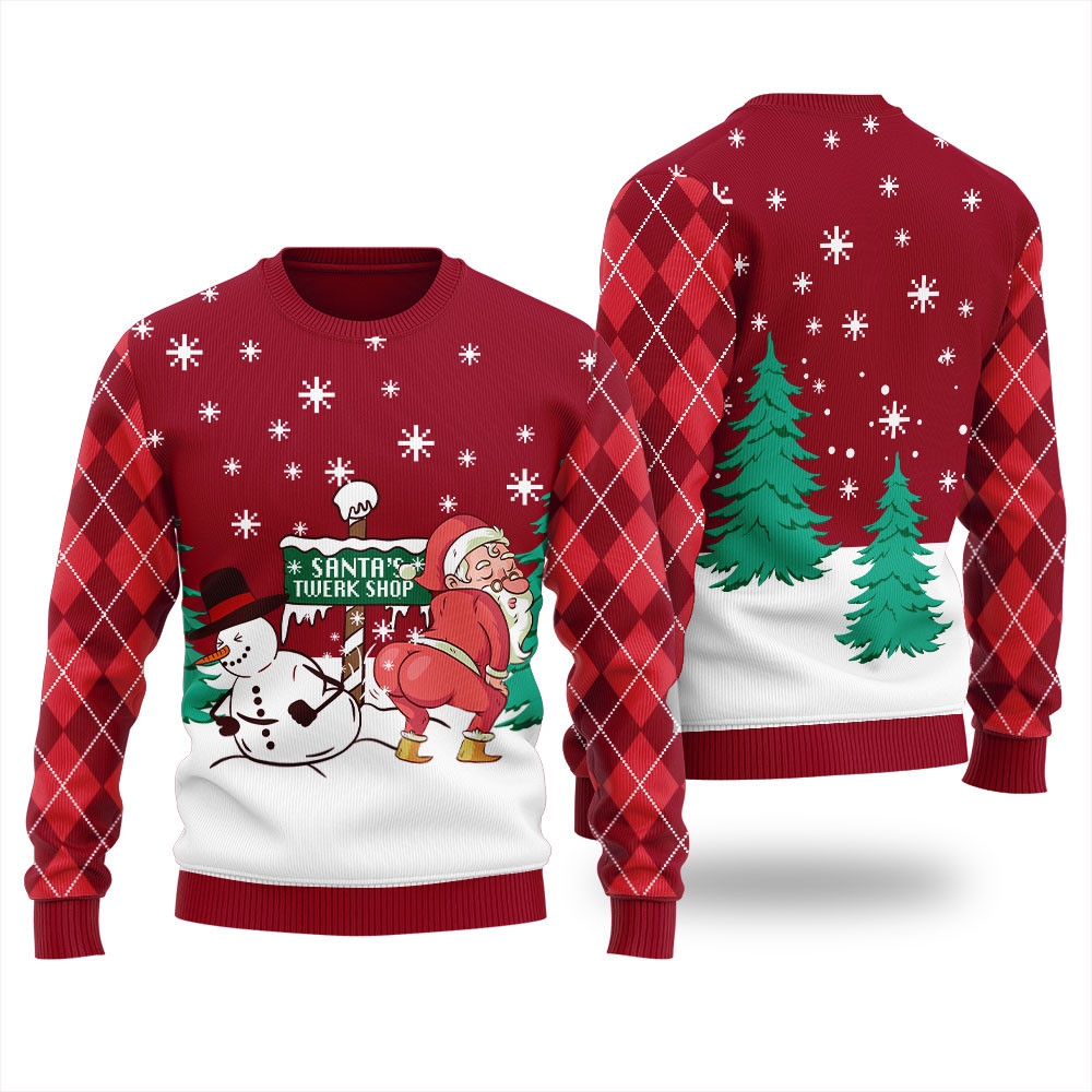 Santas Twerk Shop Christmas Ugly Sweater Womens Lovely Merch Gift for Cozy Winter Nights