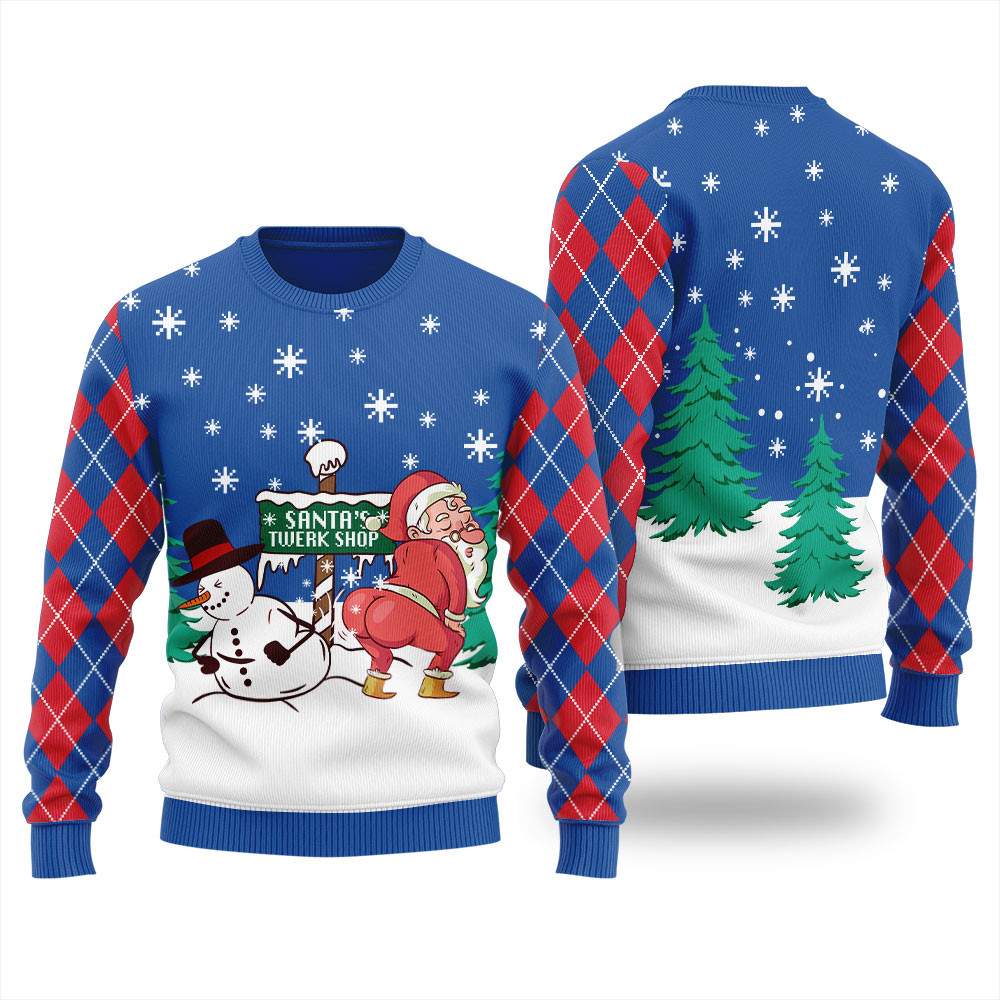 Santas Twerk Shop Mens Ugly Sweater Perfect Gift Sweater for Friends and Family