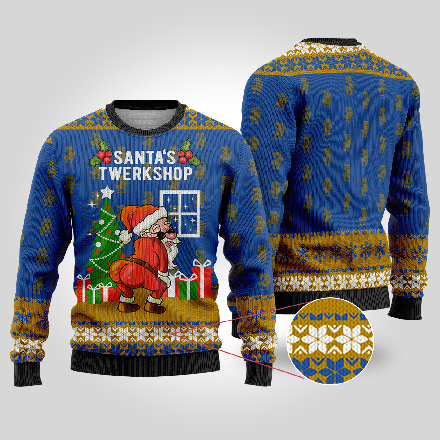 Santas Twerkshop Ugly Christmas Sweater Royal Funny Xmas Sweater for Ugly Sweater Parties