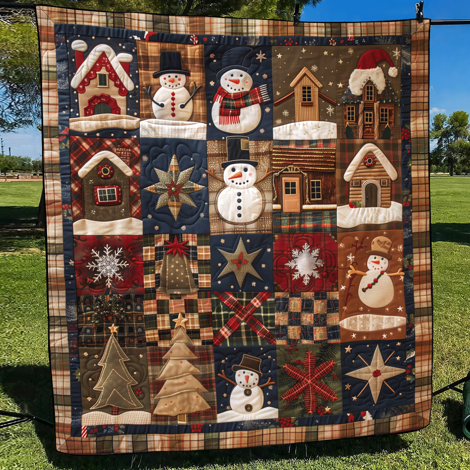 Santa's Village Quilted Blanket Xmas Gifts For Men