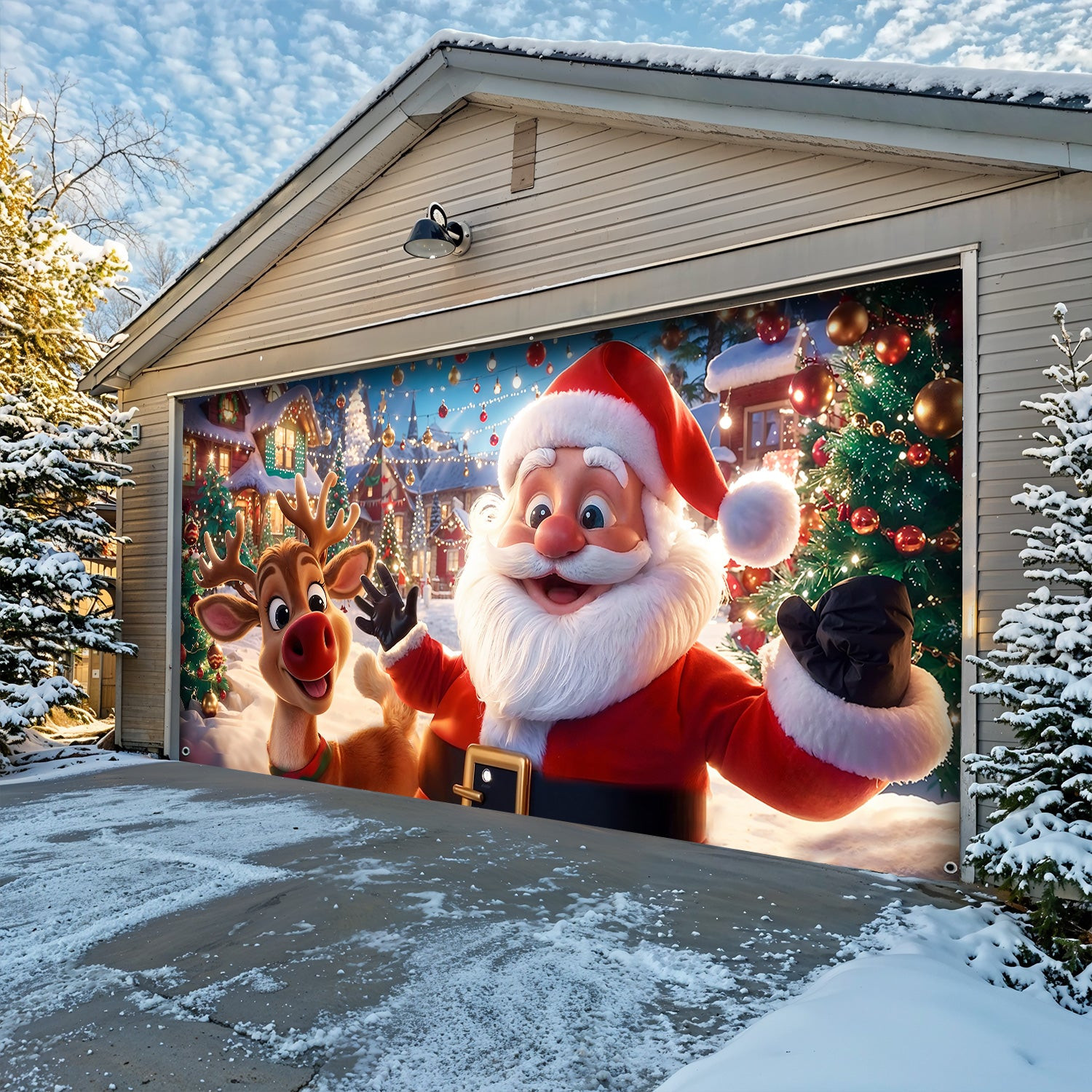 Santa's Warm Smile Christmas Garage Door Banner Winter Decor Secret Santa Gift Ideas