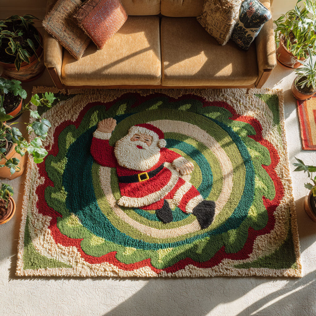 Santas Whirl Area Rug  Washable Kitchen Rugs Xmas Present For Uncle
